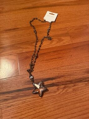 dylan Antique Brass Chain Necklace with Smoky Beads